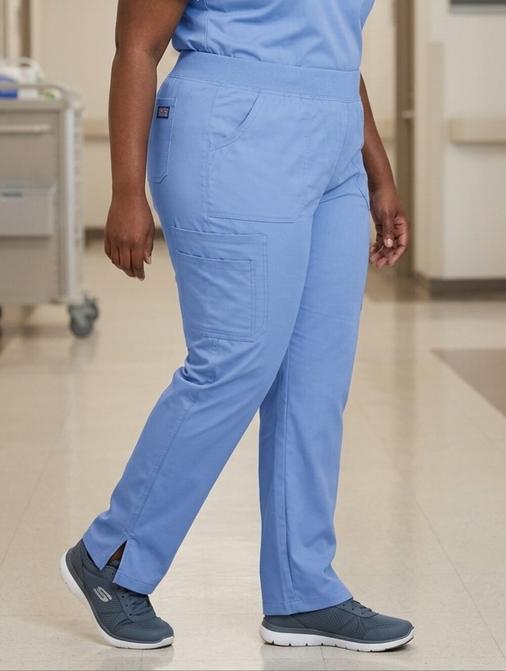 Women's Light Blue Cargo Scrub Pants With Elastic Waist. Style #WW210. XL. NWT